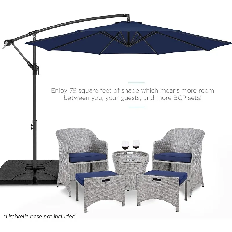 10ft 8 Ribs Patio Umbrella Canopy, Blue, UV30+, Water Repellent, Fade Resistant Polyester Fabric