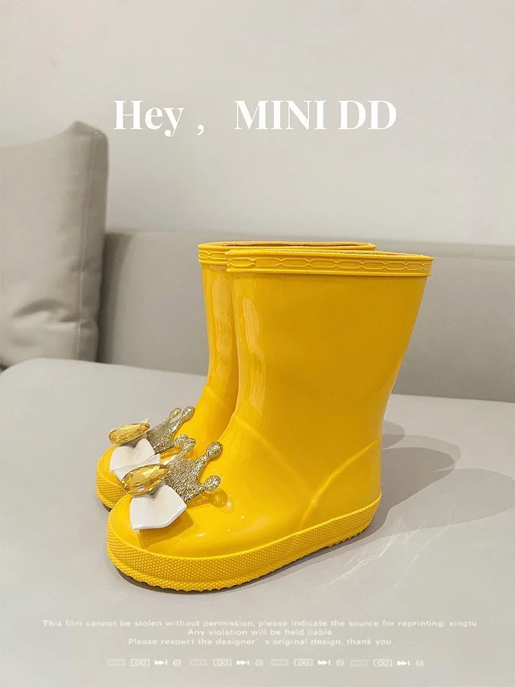 2024 Korean Children Water Infant Boots Girl Shiny Princess Rain Boots Cute Cat Style Kids Rubber Boots