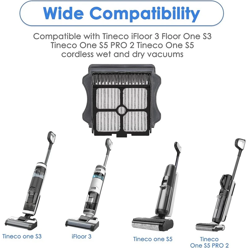 ตัวกรอง HEPA สำหรับ tineco ifloor 3/ชั้นหนึ่ง S3/ชั้นหนึ่ง S5/ชั้นหนึ่ง S5 Pro ชุดตัวกรองเครื่องดูดฝุ่นแบบเปียกแห้ง