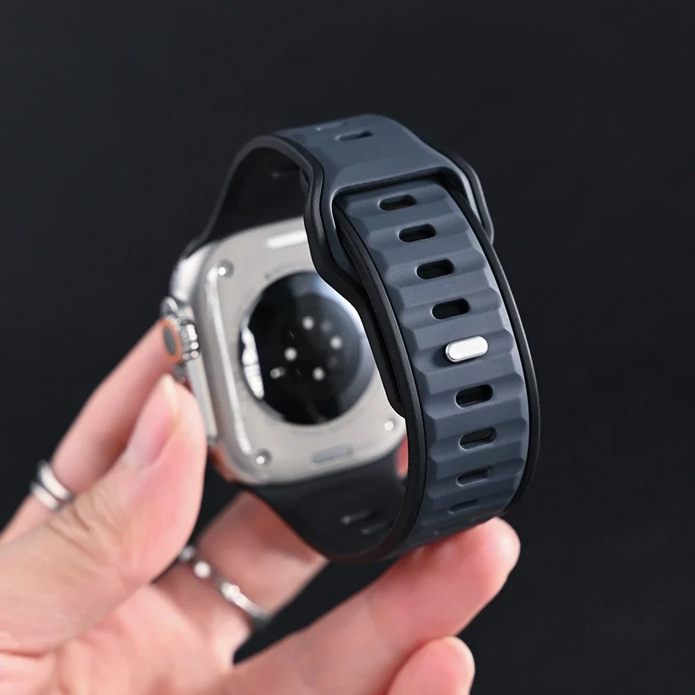 Cinturini in silicone di design per cinturino Apple Watch ultra2 49mm Serie 10 46mm NUOVO braccialetto sportivo per iwatch 9 8 7 6 5 SE 42mm-45mm 44mm