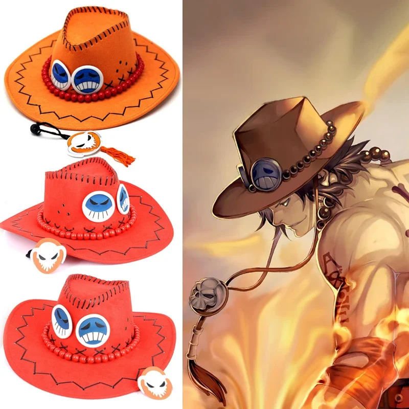 One Piece Portgas D Ace Hats Anime Cosplay Cowboy Cap dla mężczyzn Kobiety Dzieci Pirates Cap Czapki Zabawki dla dzieci Dorosły prezent świąteczny