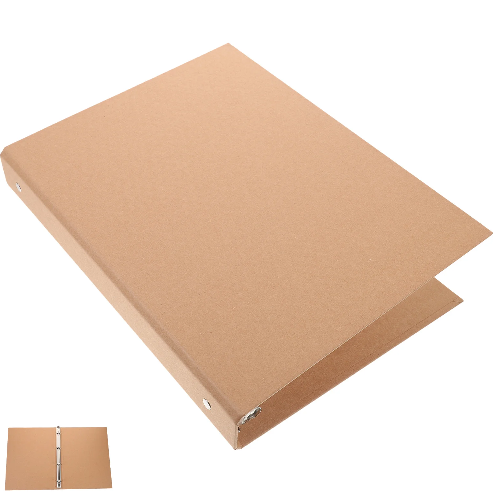 A4 4 Ring Binder Cover Kraft Paper Material Binding Rings for Notebook Scrapbook Journal Planner Organizer Reusable