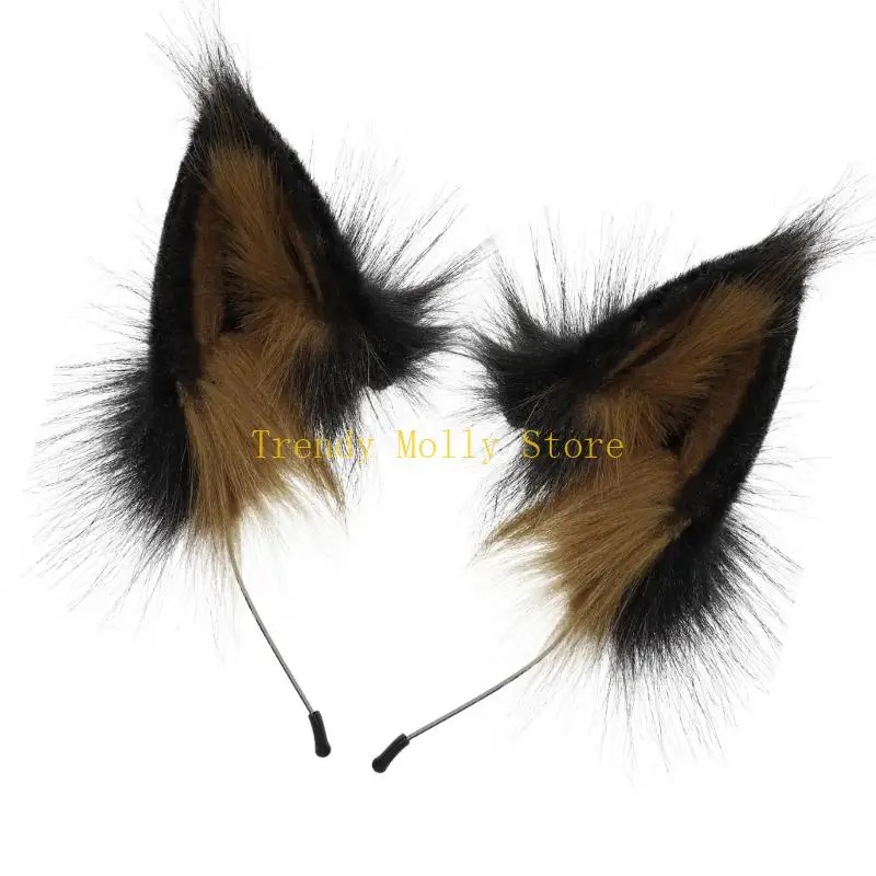 N5KB Kunstfelle, Füchse, Wolfsohren, Stirnband, pelzige Tierohren, Haarreifen, Haarschmuck