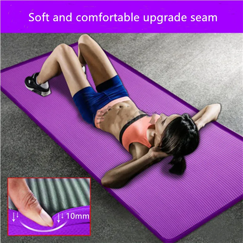10MM bardzo gruba 183cmX61cm wysokiej jakoลci NRB antypoลlizgowe maty do jogi dla Fitness Tasteless Pilates Gym ฤwiczenia klocki z bandaลผami
