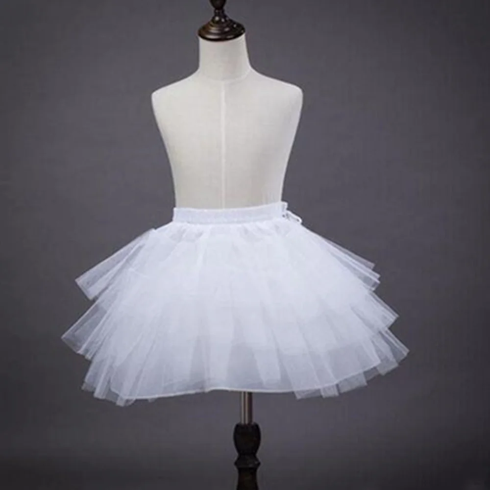 Weiße Blume Mädchen Petticoat Tüll Rüschen kurze Krinoline Petticoats Dame Mädchen Kind Unterrock für die Hochzeit