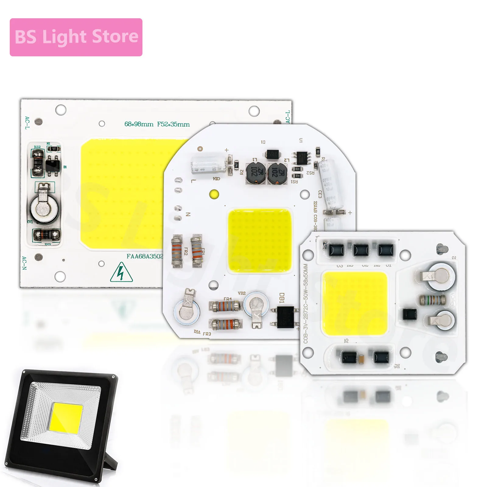 

LED 220v COB Lamp Chip led module 50W White 6500K High Power Smart IC Flood Spotlight street lamp Outdoor LED No driver required