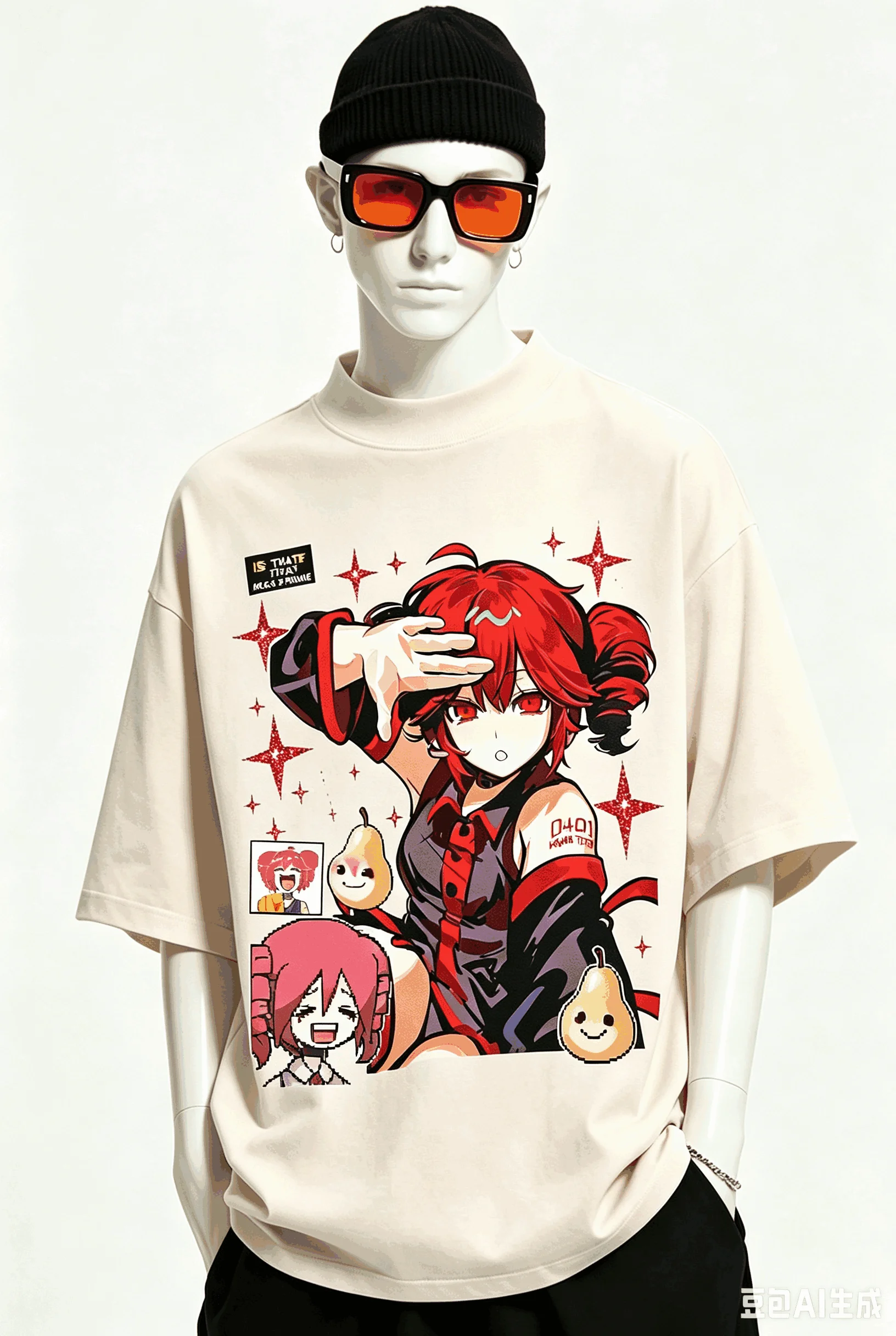 Kasane Teto Übergroßes Unisex-T-Shirt mit Grafikdruck und Rundhalsausschnitt für Männer und Frauen, hochwertige Y2k-Kurzarm-Streetwear aus weicher Baumwolle – Detail 20