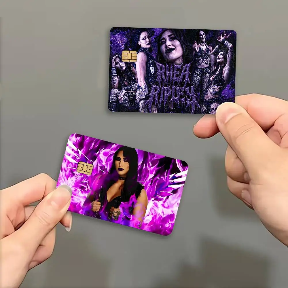 R-Rhea Ripley Wrestler Credit Card Skin Stickers No Adhesive Residue Water Proof for VISA Credit Card Subway Access Card