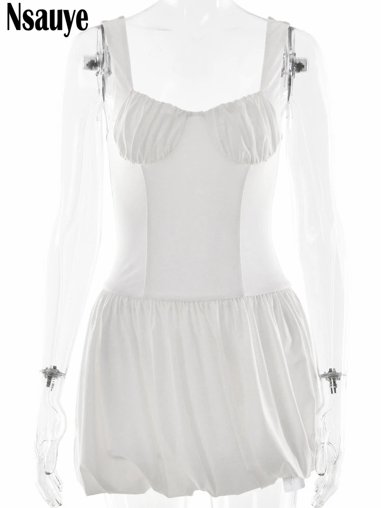 Nsauye Chic แฟชั่น SEXY Night Club ดอกไม้ Bud จีบชุดมินิ Camis ฤดูร้อนชุดราตรีเสื้อผ้าผู้หญิงชุด 2025