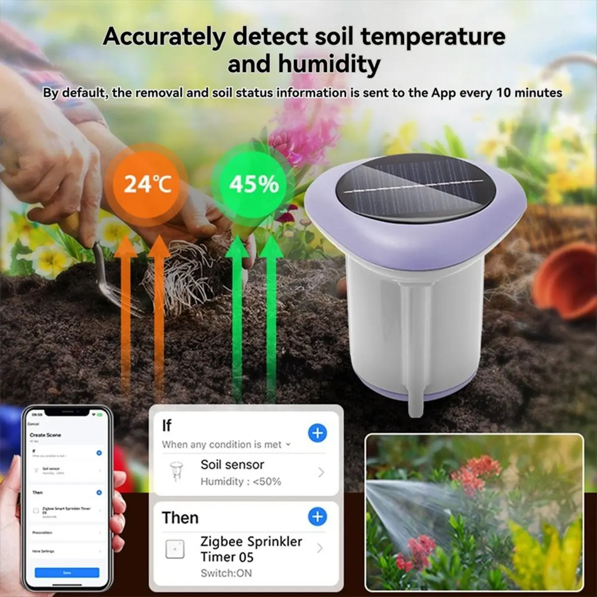

Tuya Smart Zigbee Soil Sensor Solar Temperature Humidity Soil Tester with Gateway Planting Temperature Humidity Meter