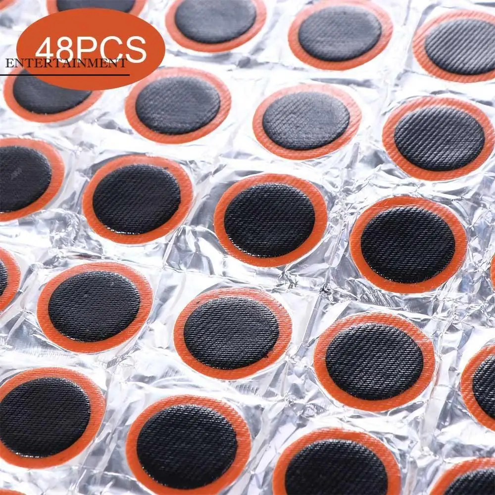 

48 Pieces 25mm Inner Tube Square/Round MTB Bike Cycle Repair Tools Rubber Puncture Patches Bicycle Tire Patch Bike Tyre Patch