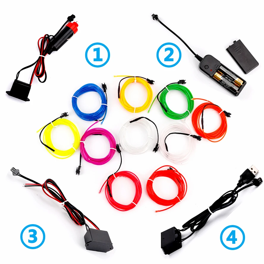 4 Control Modes 5M 4M Multicolor Led Light String Flexible Neon Light Wire Dance Party Atmosphere Decor USB Battery Box Driver