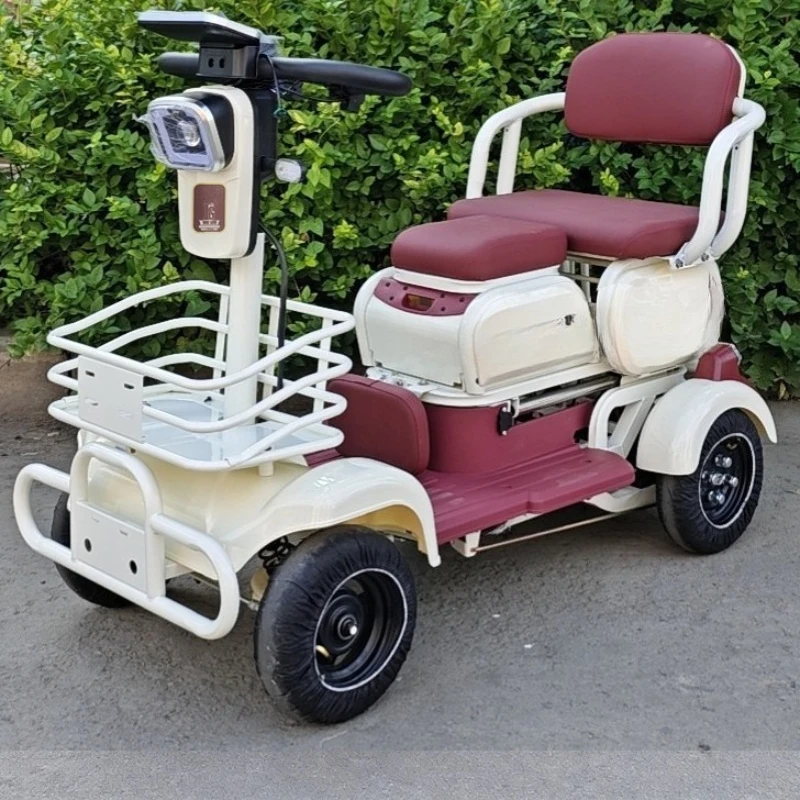 Small elderly transportation four-wheeler 48V battery car adult home pick-up and drop-off child disabled car safe and anti-drop