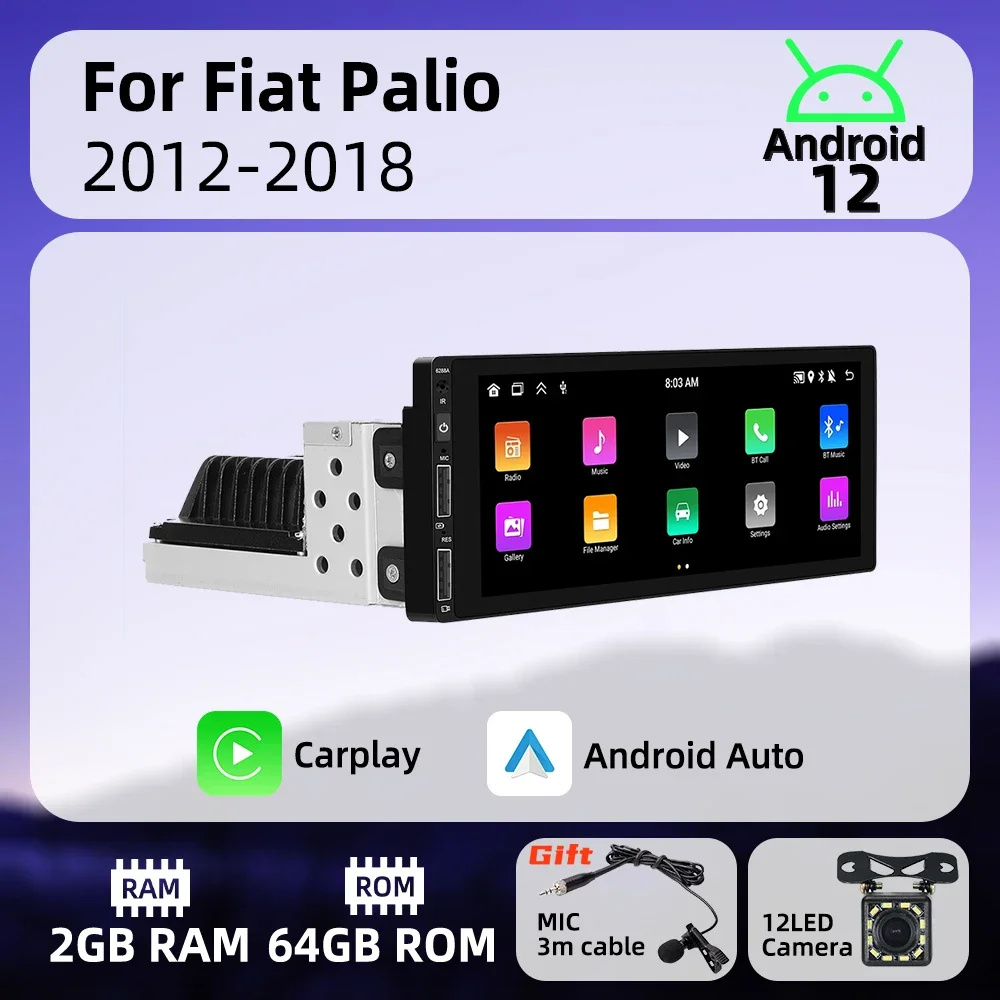 Android Car Multimedia for Fiat Palio 2012-2018 6.9 Inch Screen 1 Din Radio Stereo Head Unit Carplay Autoradio GPS BT Navigation