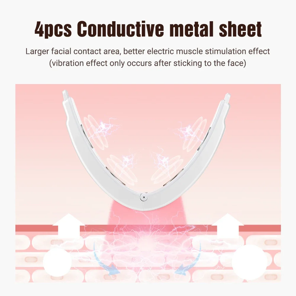 Electric Face Slimming Device Double Chin V Shape Lift Belt Hot Compress Pulse Massager 6 Modes Face Vibrate Slimming Massager