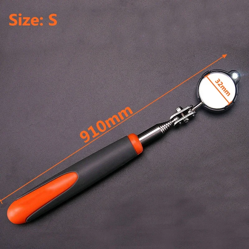 NEW LED Lighted Rectangular Telescoping Mirror Inspection Extending Car Angle View