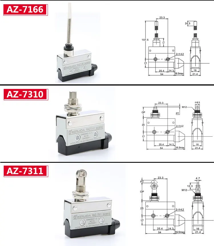 Silberkontakt 10A Endschalter Mikroschalter CZ TZ AZ-7311 7312 7310 7121 7141 7100 – Detail 4