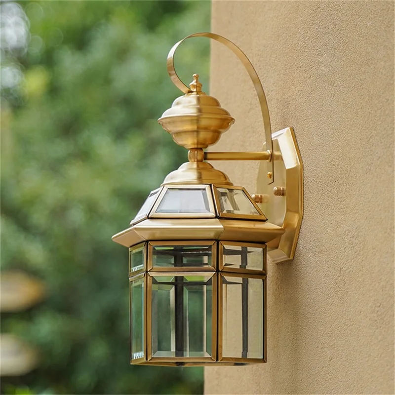 SOFEINA Retro Outdoor Brass Wall Lamp Waterproof IP65 Sconces LED Light for Home Porch Courtyard