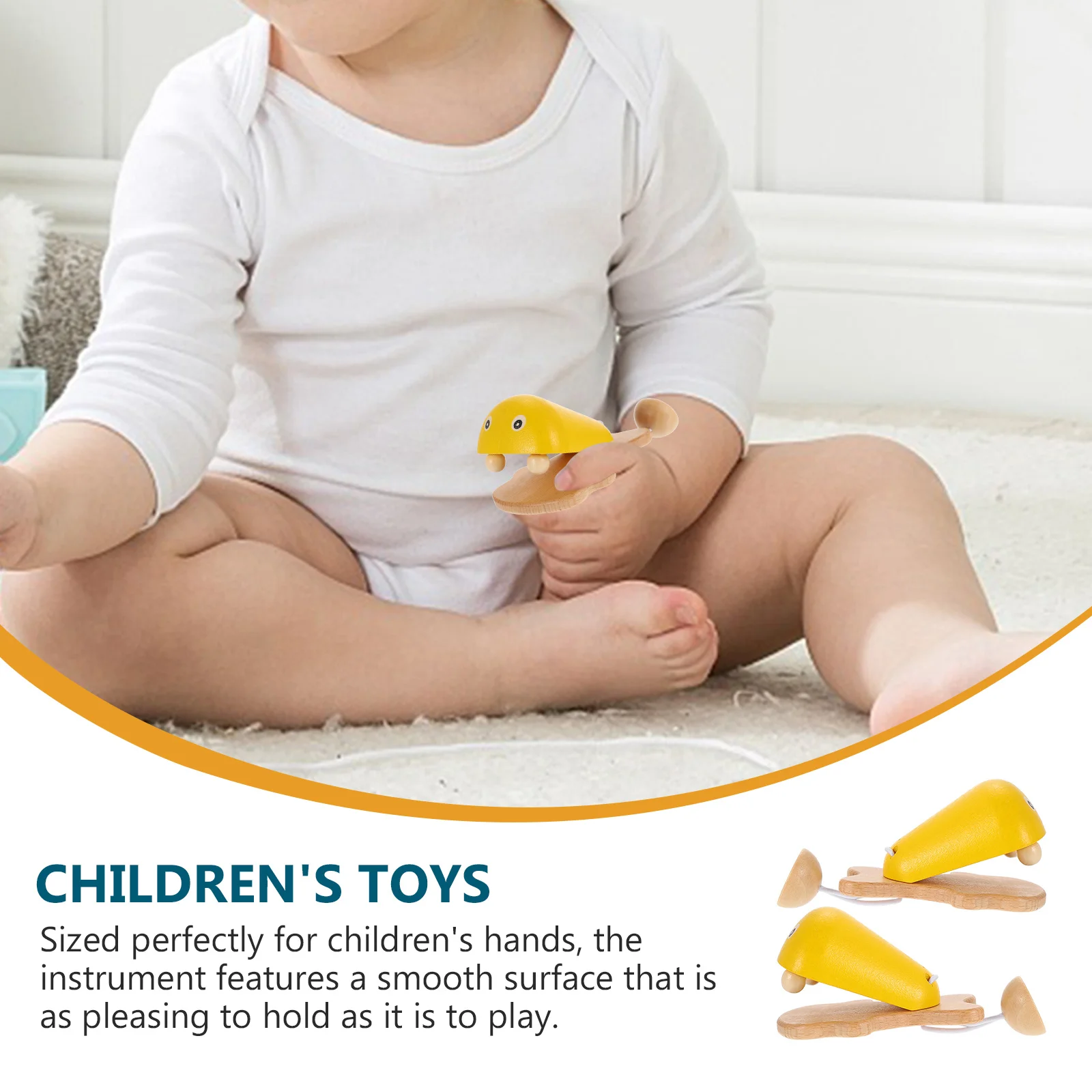 

2pcs Music Perception Fish Rattle Wooden Kids For Toddler Hand Size Bright Color Fish Pattern Develop Intelligence Visual