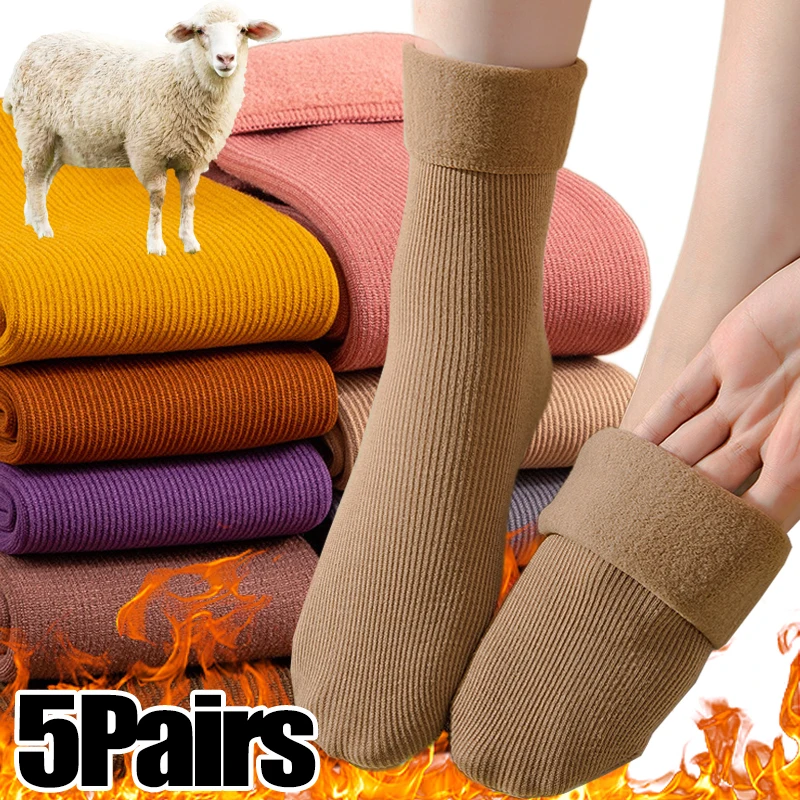 Thicken Wool Plush Socks Winter Warm Thermal Snow Boots Socks for Women Men Soft Velvet Fleece Long Sock Home Floor Sleep Socks