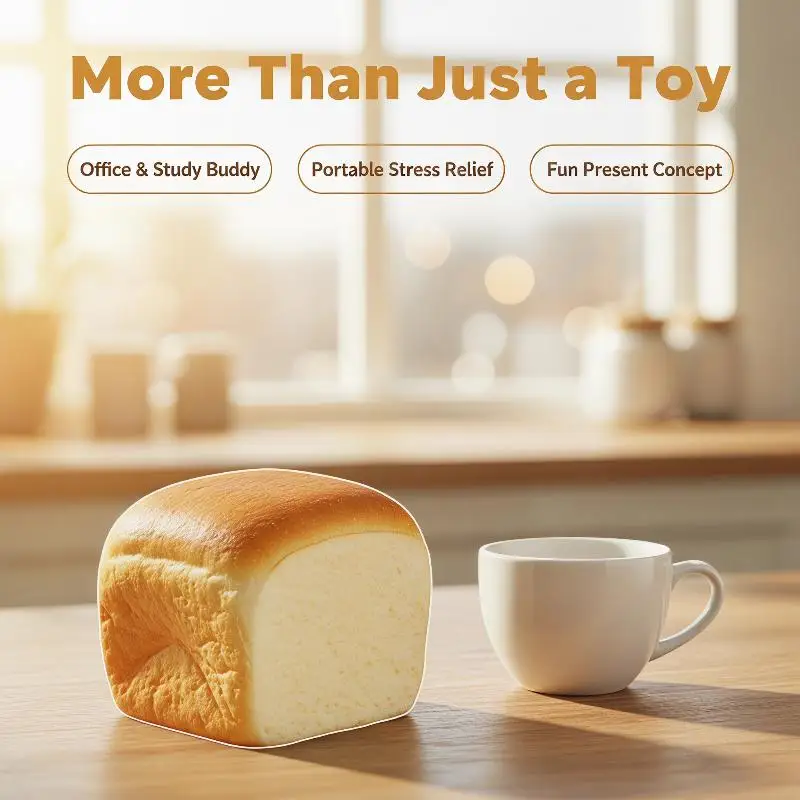 Bread Squishy Anti Stress Toy Soft Realistic Squeezable Sensory Toy for Kids Adults Travel Calm Down Toy Holiday Gifts