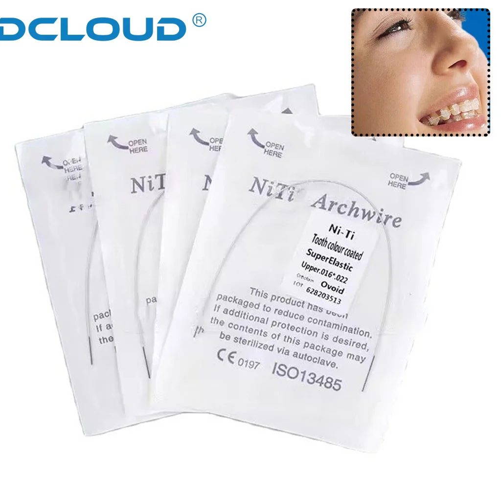 10Pcs/10Packs Dental Orthodontic Niti Invisible Archwires White Coated Arch Wire Round Rectangular Super Elastic NITI Ovoid Form