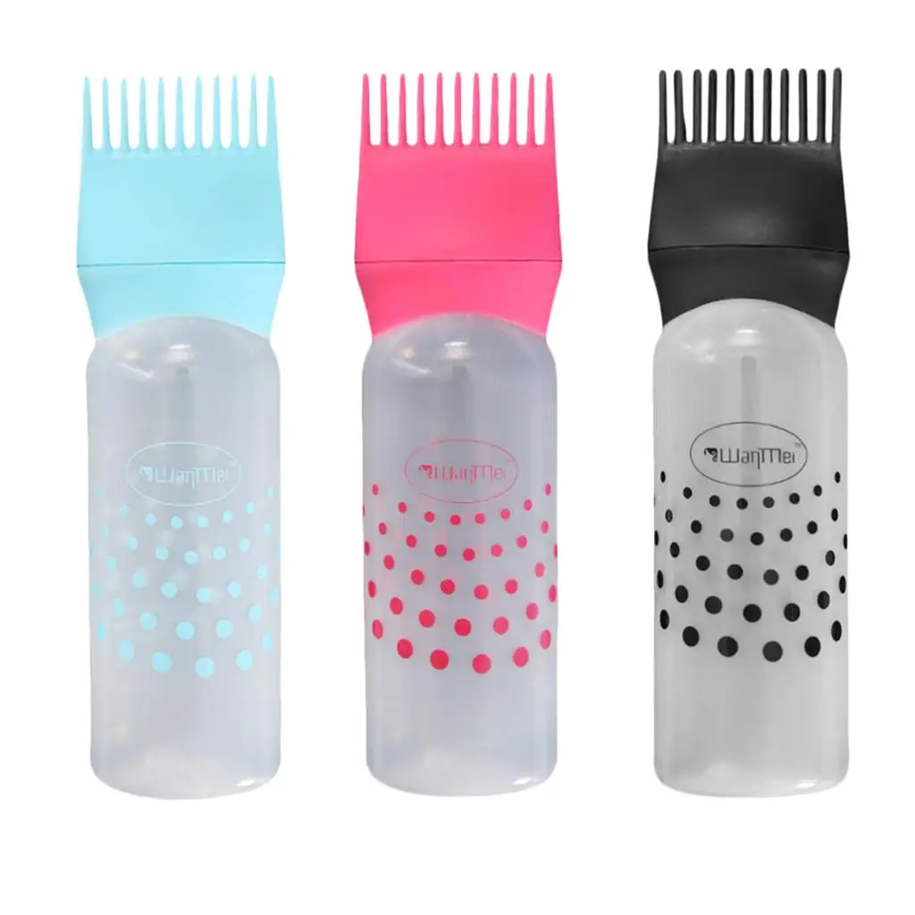 

120ml Plastic Hair Dyeing Bottle Comb Applicator Color Dispensing Brush