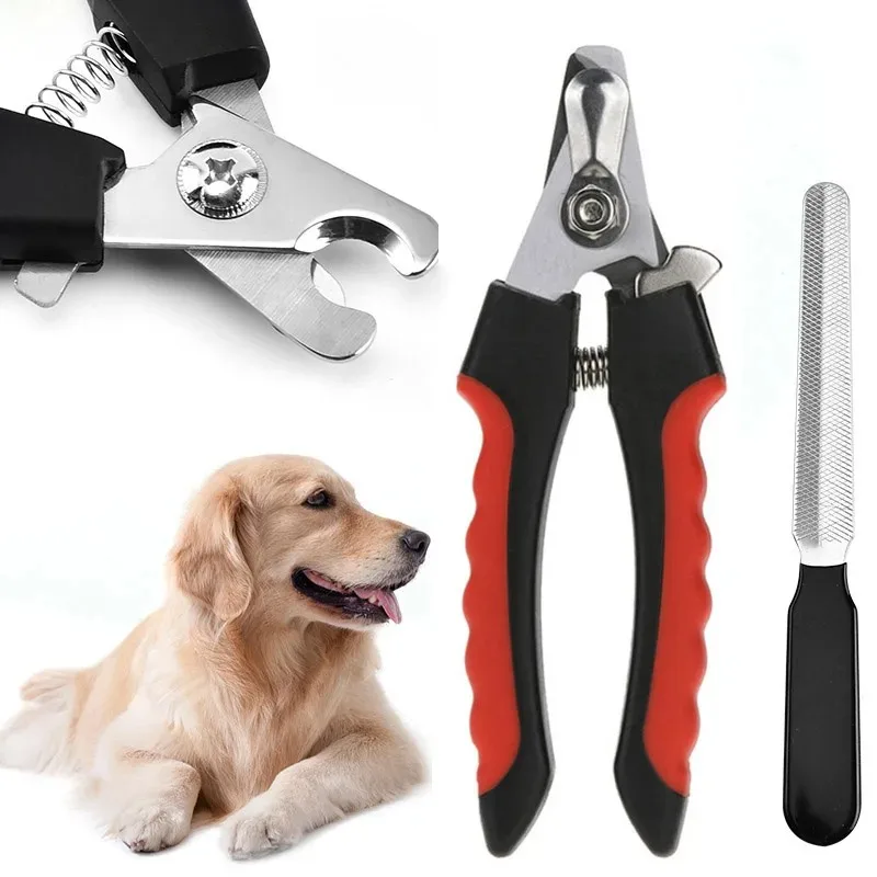 Cortaúñas profesional para mascotas con Protector de seguridad, tijeras de acero inoxidable para el cuidado de las garras del perro y gato, suministros de aseo, tamaño adecuado