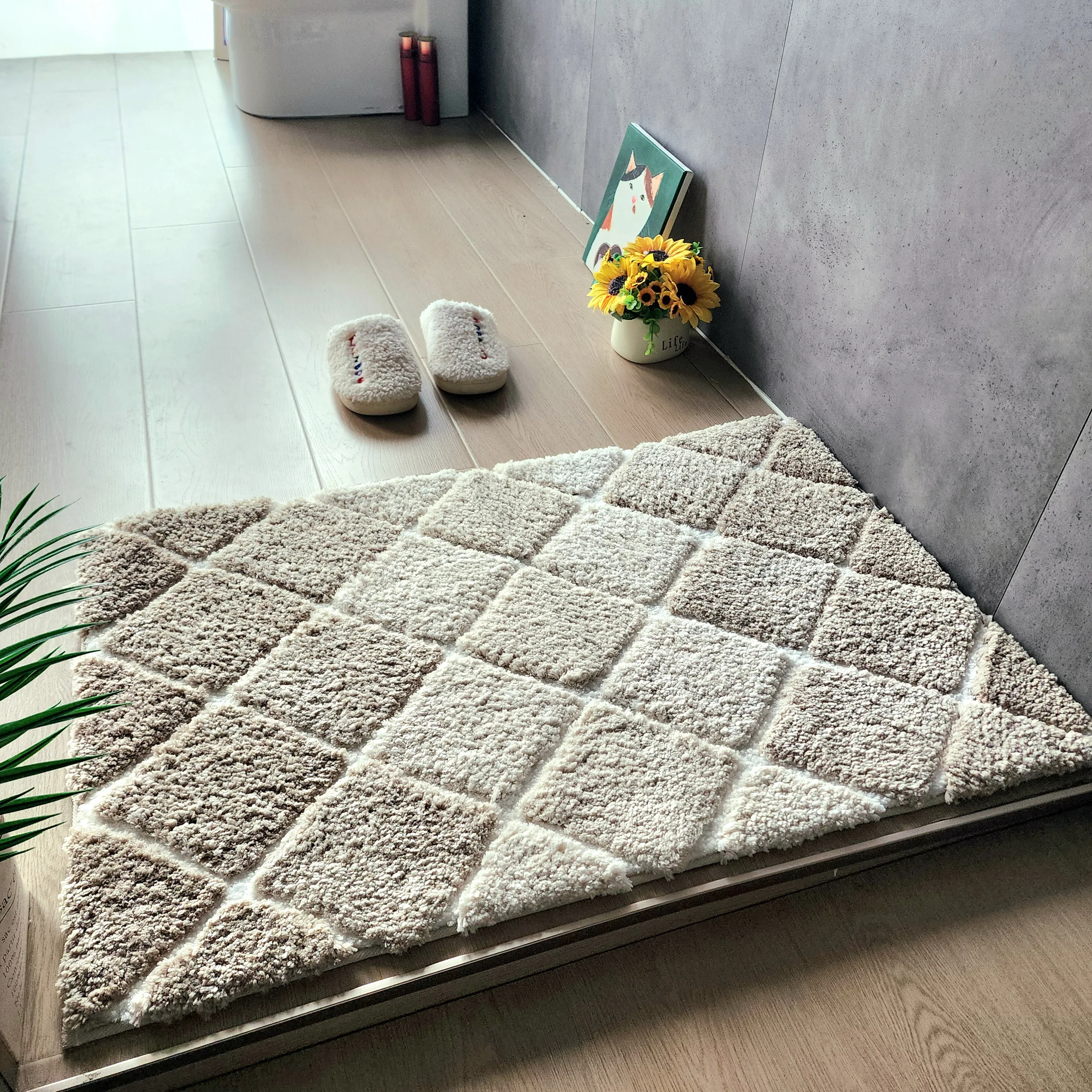 

Modern Thi Modern Bede Blanket Water-Resistant Floor Mat Living Room Absorbent Pad Nordic Sle Polyester Geometric Pattern