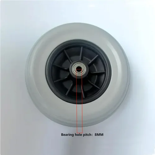 Imagen 2 del producto Rueda de PU de 1 piezas y 7 pulgadas, Cubo de nailon, diámetro de 17cm, elástica, resistente al desgaste, gruesa, para silla de ruedas