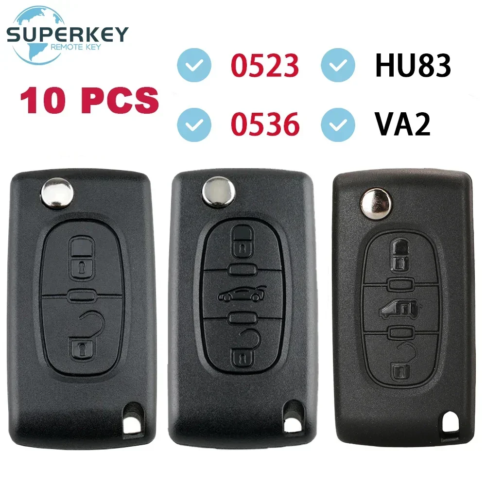 

SUPERKEY 10 шт. Замена для Peugeot Partner 207 307 308 407 для Citroen C2 C3 C5 Berlingo дистанционный флип-ключ для автомобиля