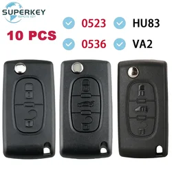 SUPERKEY 10 PCS Replacement For Peugeot Partner 207 307 308 407 807 For Citroen C2 C3 C5 Berlingo Remote Flip Car Key Shell Case