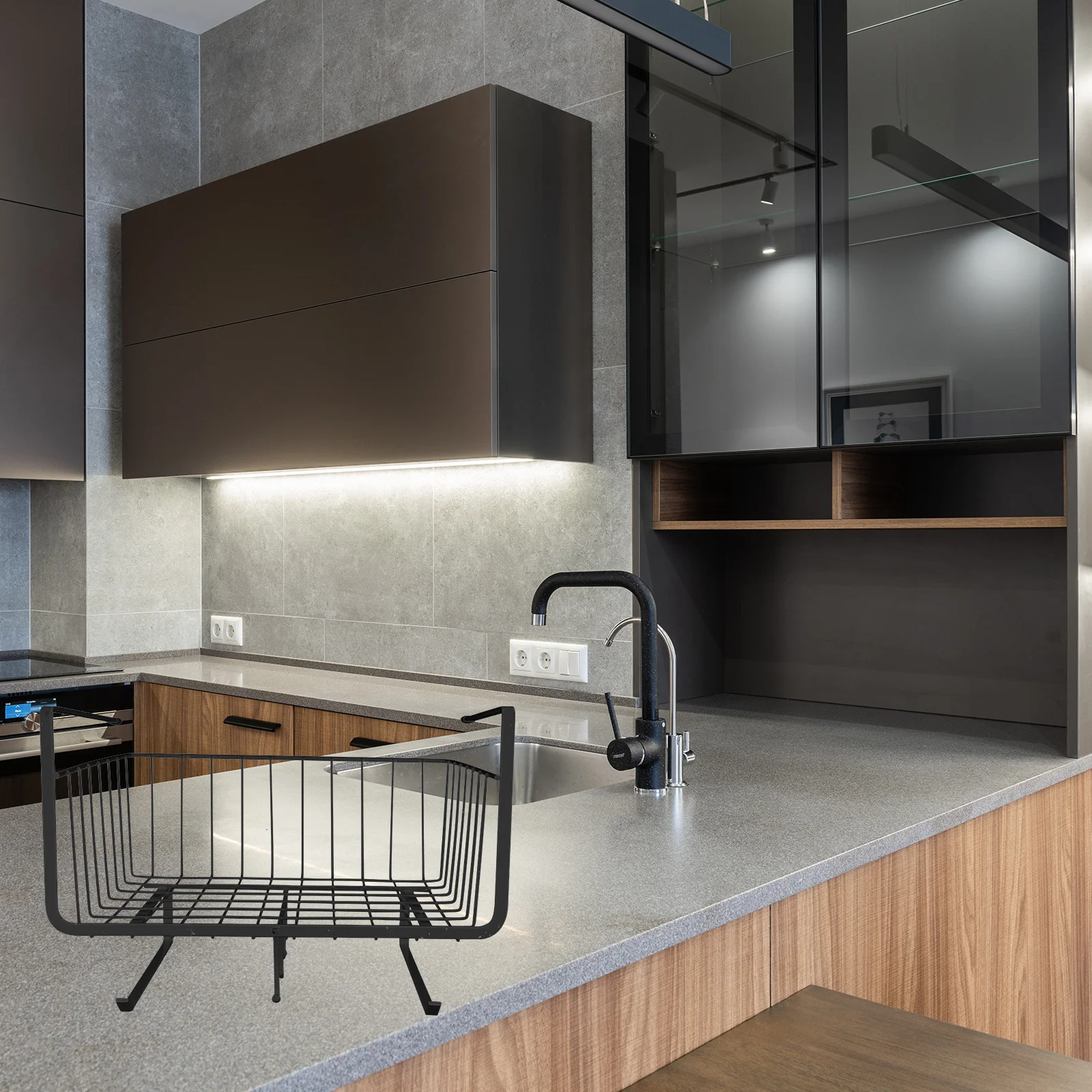 

Under Cabinet Basket Carbon Steel Hanging Storage Rack No Drill Required For Kitchen Sundries Organizer Under Shelf Basket