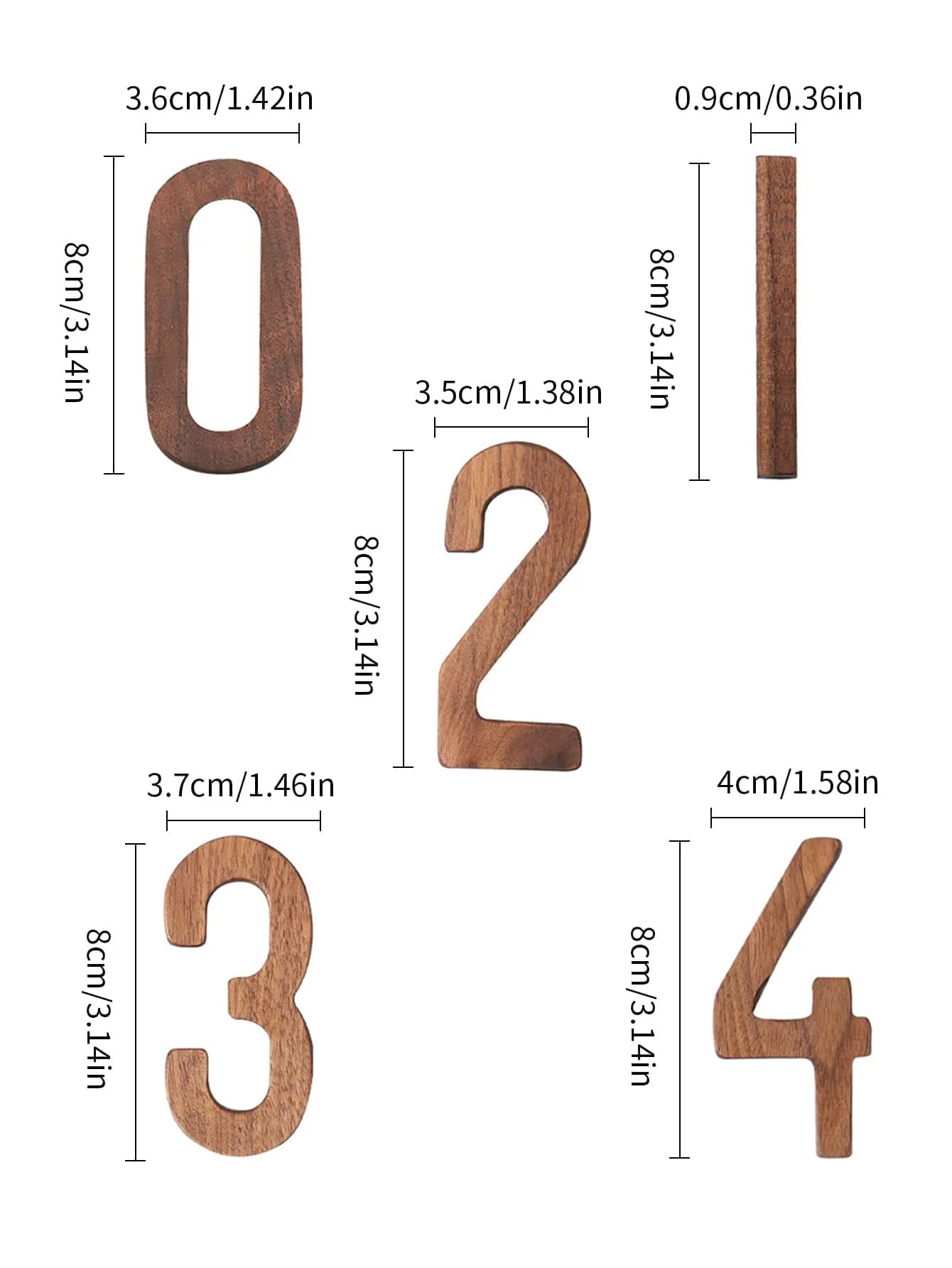 Leeseph Wooden Number Walnut Mailbox Numbers House Numbers for Outside Board for DIY Craft Projects Home Sign Wall Decoration