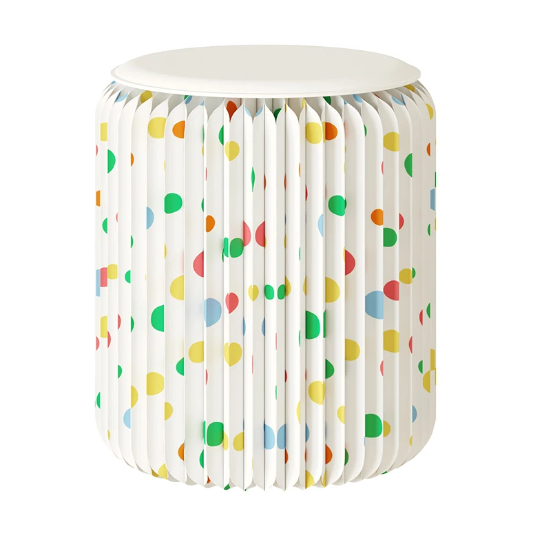 

Folding And Changing Shoes Small Stool Household Living Room Foldable Storage Stacked Small Board Round Stool Polka Dot Stool