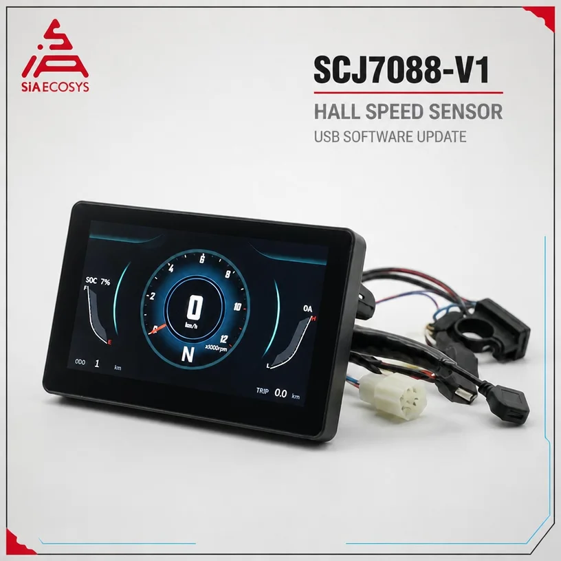 IP67 Waterproof Instrument SiAECOSYS SCJ7088-V1 Digital Speedometer Dashboard for Electric Scooter Motorcycle Modern EV Display