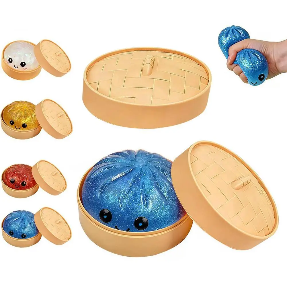 Simulation Baozi Squeeze Toy Steamed Stuffed Bun Slow Rebound Soft Pinch Decompression Toy Food Squeeze Toys Anti-stress Toys