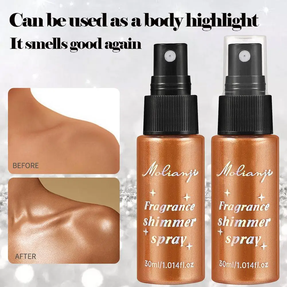 30ml Geur Shimmer Glitter Spray Shining Helder Lang Handpoeder Blijvende Haarkleding Markeerstift Spray Neklichaam