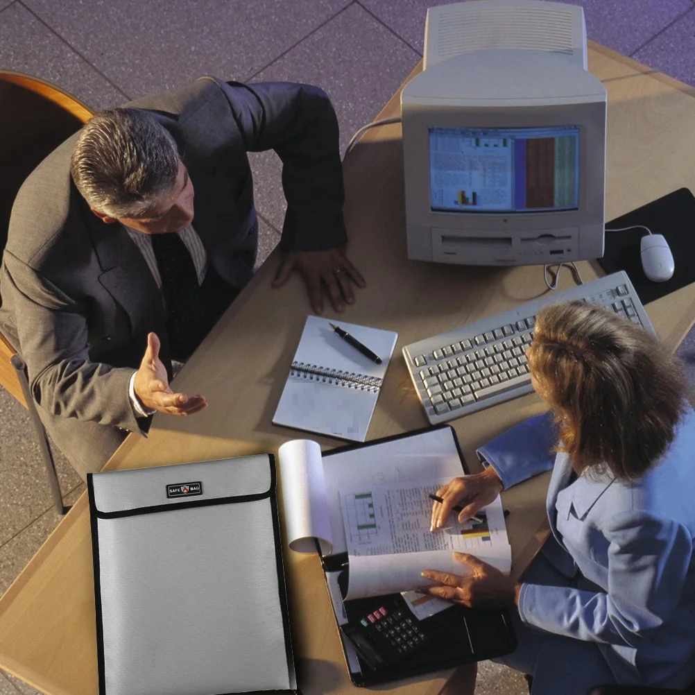 Waterproof and Fireproof Bag File High Temperature Resistance Document Silver Security