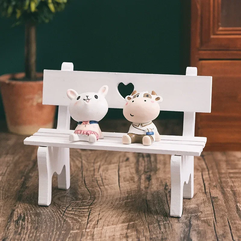 Doll House Mini Home Office Decoration Color Small Bench Shooting Background Props Decoration Mini Wooden Tables and Chairs