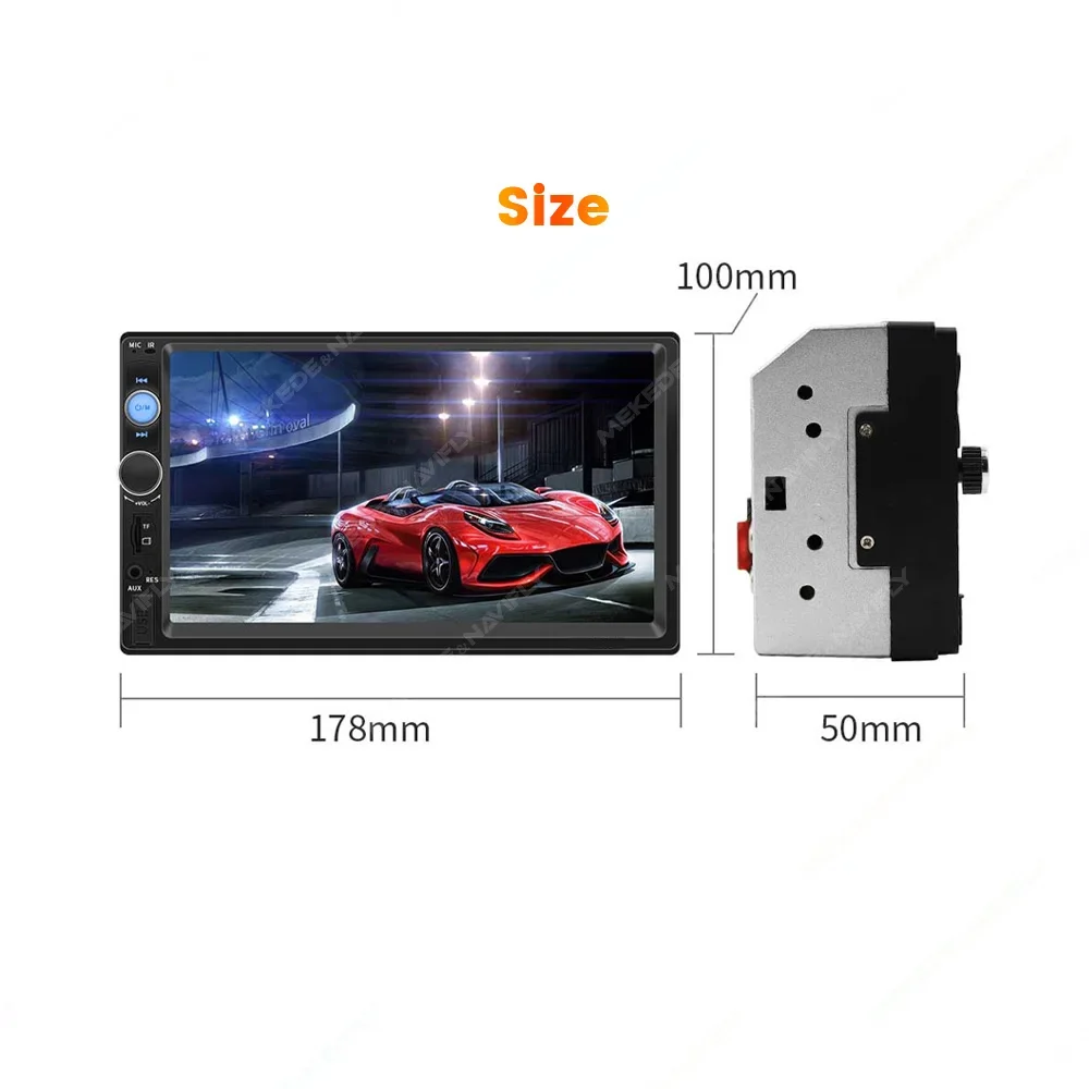7-inch Car Radio Multimedia Player Support Carplay Android Auto BT HD FM Stereo AUX Input Music USB Output MP5 2Din Touch Screen