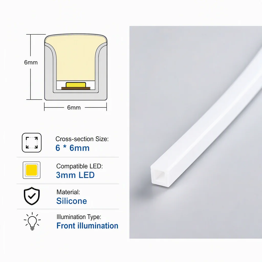 5M 6×6mm White Silicone Front- - Decor Lighting Solution 评论和价格