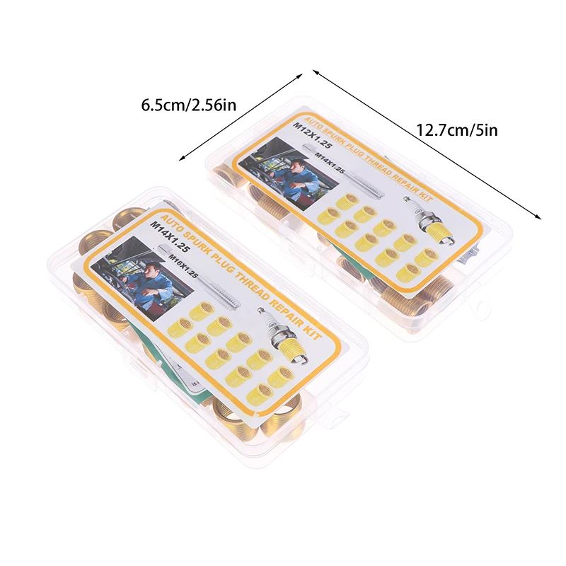Metal M12x1.25/M14x1.25 Spark Plug Thread Hole Repair Kit Tap & Inserts 14mm Rethread Auto Repair Tool