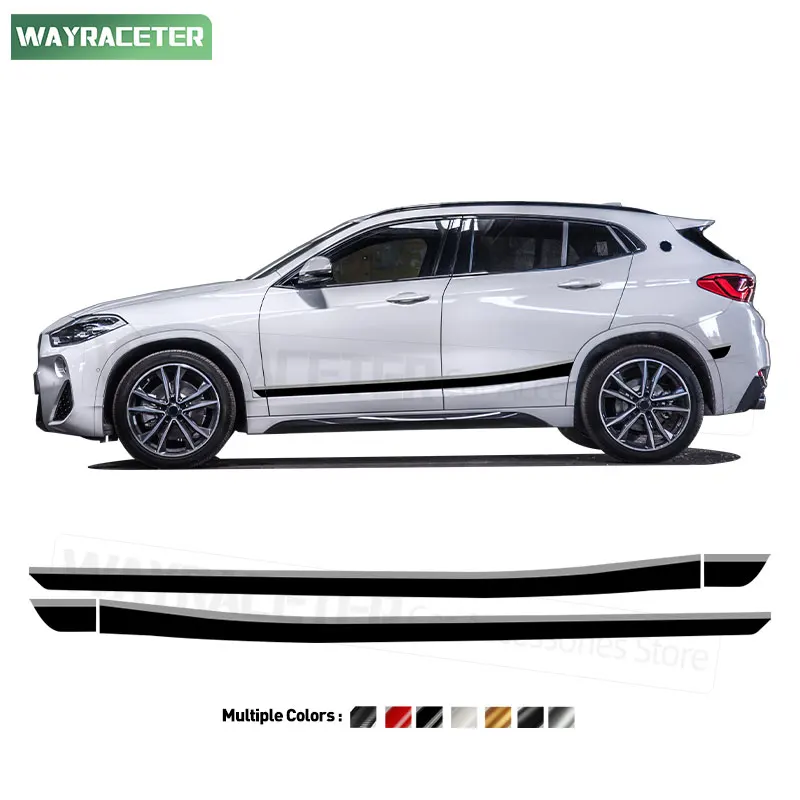 

2 Pcs M Performance Carbon Fiber Vinyl Decal Door Side Stripes Sticker For BMW X2 F39 2017-2023 Accessories