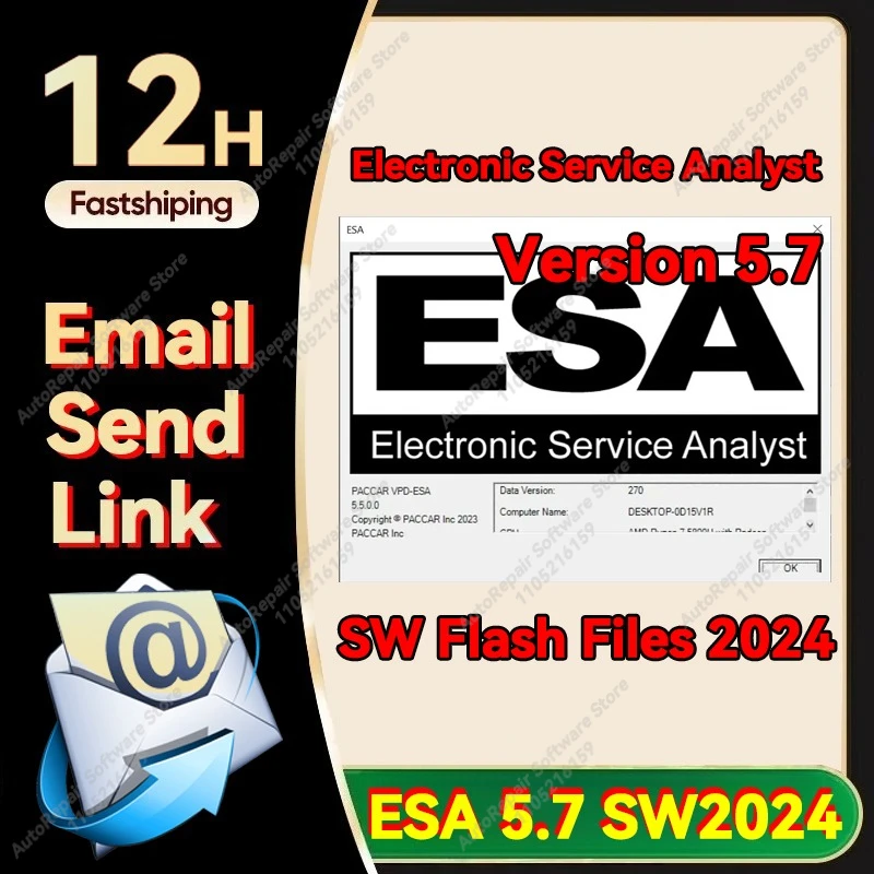 

2025 ESA 5.7 Электронный сервисный анализатор 5.7 + флэш-файлы SWW 2024 + блокировка клюги для Paccar