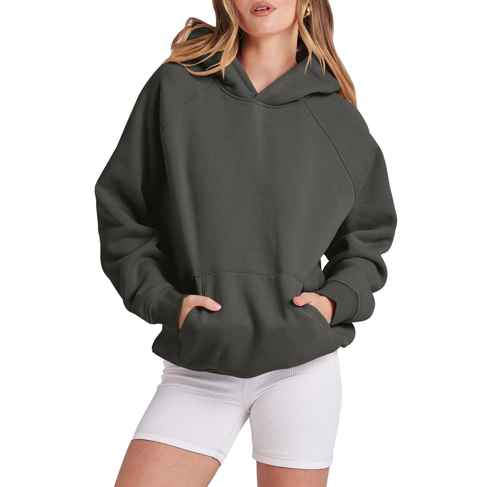 2024 New Women's Super Dalian Hoodie Sports Leisure Elastic Sweater Solid Color Sweater Thread Sweater Long Sleeve Pullovers Top