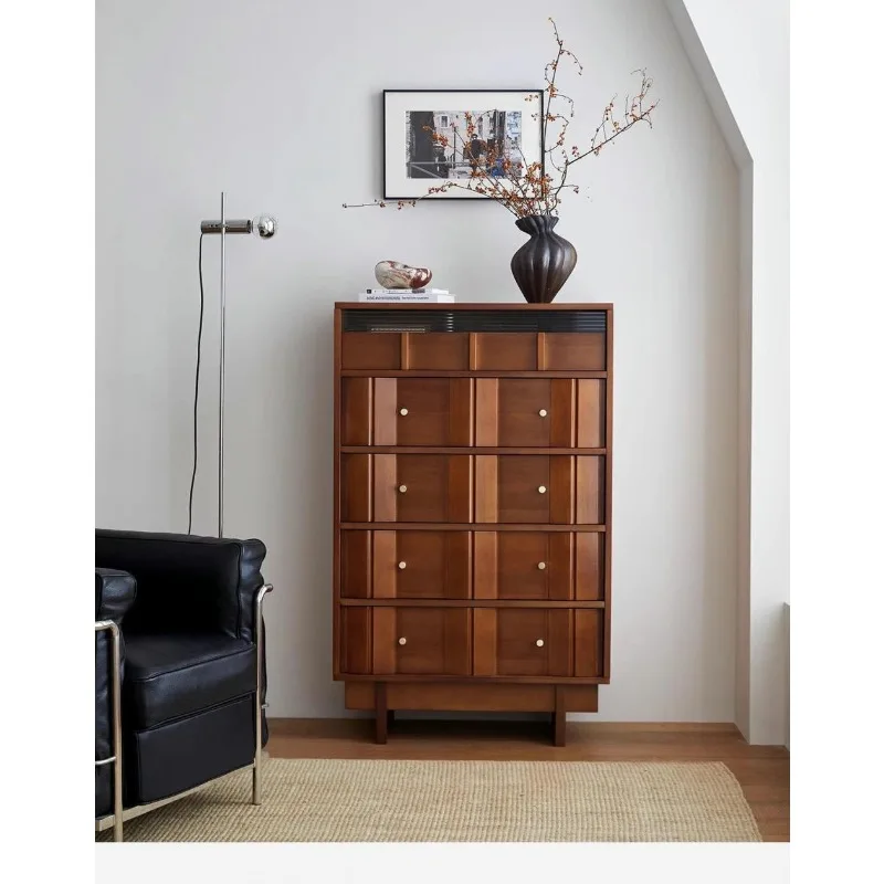 

Solid wood chest of drawers, living room and bedroom storage, end of bed drawers, wall art stand cabinet, retro