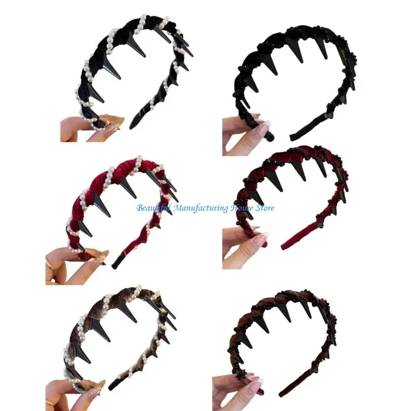 

E56A Eye Catching Rhinestones Velvets Hair Accessory Comfortable Waving For Women
