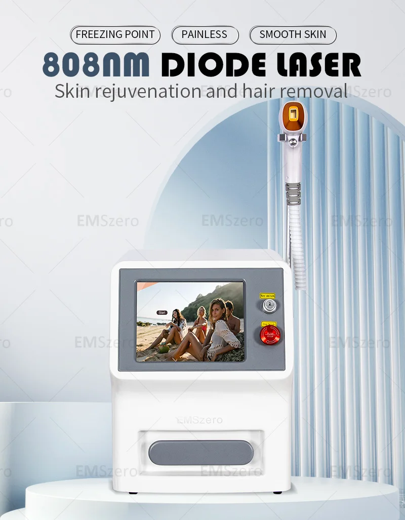 Diodo Laser 755 808 1064nm Macchina per la depilazione multi lunghezza d'onda Macchina per la depilazione con testa di raffreddamento laser indolore