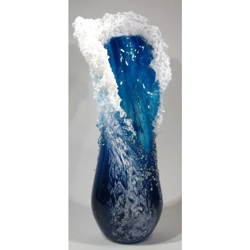 Florero Ola Marina de Resina – Decoración Oceánica Azul - imagen 4